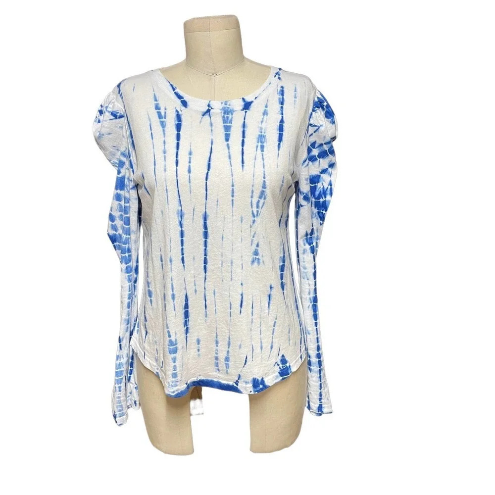 Generation Love‎ Josephine Tie Dyed Top White Indigo Blue Size Small